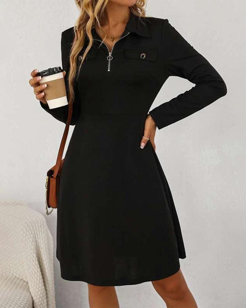 Elegant Knee-Length Dress With Lapels Dresses