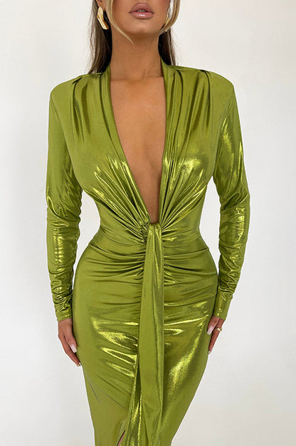 Juliette Metallic Stylish Tie Front Dress