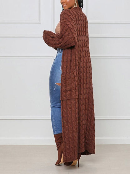 Knitted Solid Graceful Open Front Cardigan