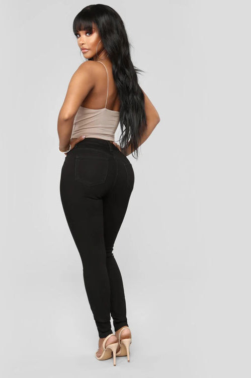 High Waist White Skinny Jeans Black / S