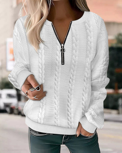 round Zipper sweatshirt with neck