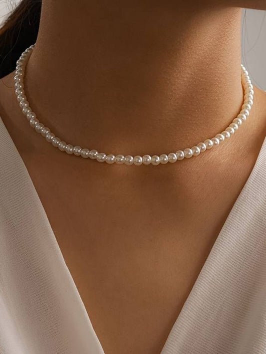 1pc Simple Faux Pearl Necklace