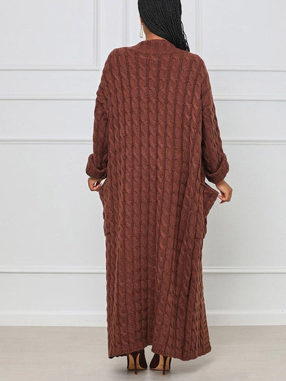 Knitted Solid Graceful Open Front Cardigan