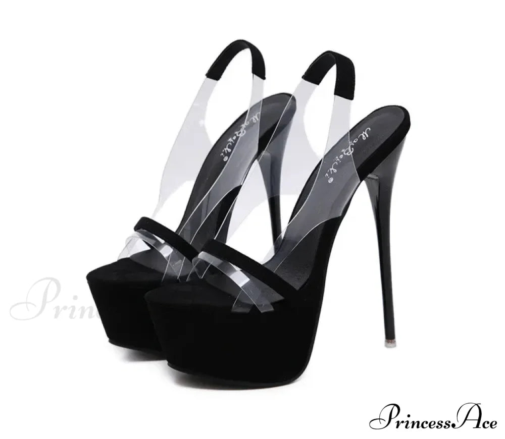 16Cm Thin High Heels Peep Toe Platform Pvc Transparent Party Wedding Slip-On Stiletto Pumps Heel