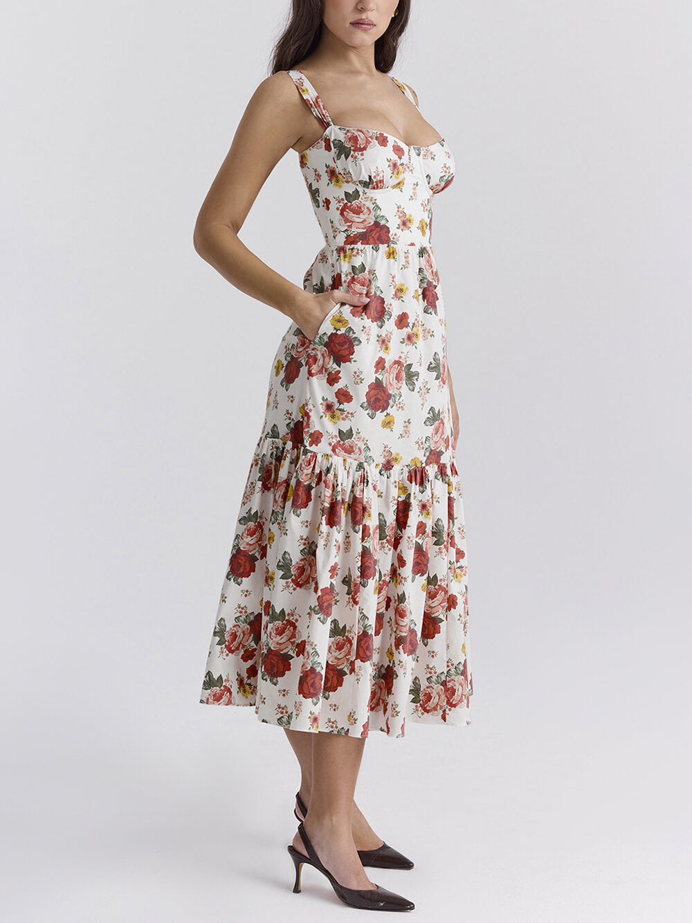 Sweet Spicy Style Charming Floral Backless Midi Dresses