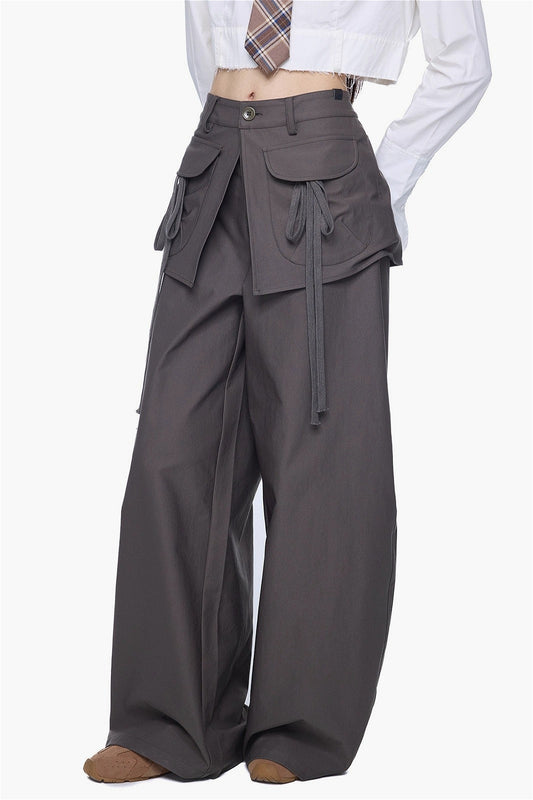 Layered Pocket Wide Leg Cargo Pants