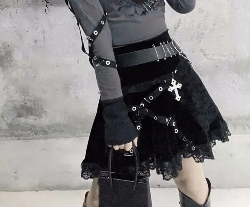 Embroidered Lace Half A-line Skirt