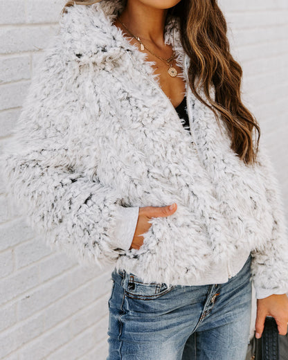 Snow Angel Faux Fur Jacket - Black with Pockets