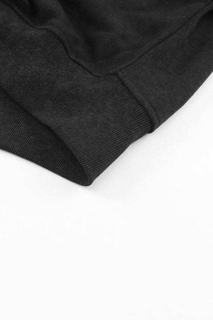 Acid Back Wash Open V-shape in Sweatshirt Black