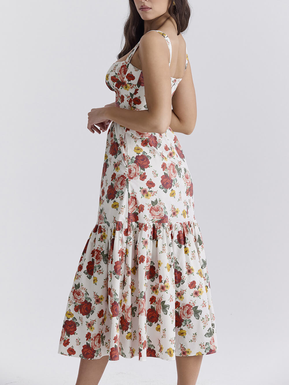 Sweet Spicy Style Charming Floral Backless Midi Dresses