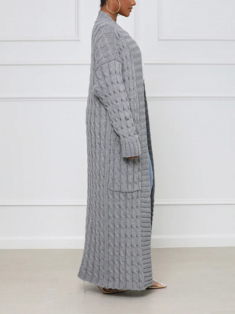 Knitted Solid Graceful Open Front Cardigan