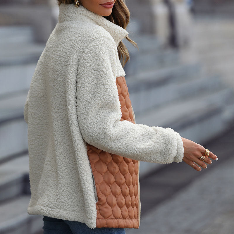 Warm Plush Patchwork Coat