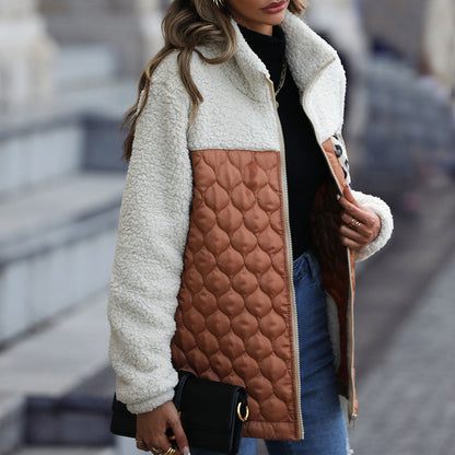 Warm Plush Patchwork Coat