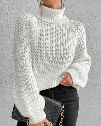 sleeves with raglan sweater and Turtleneck slit