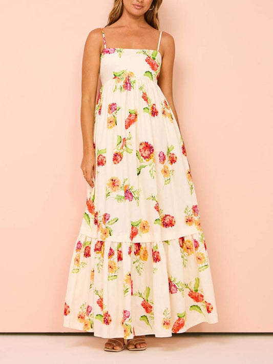 Unique Floral Print Halter Graceful Backless Extra Maxi Dress Dresses