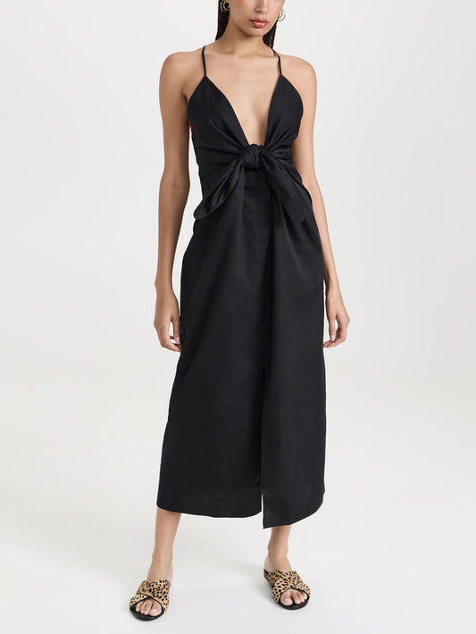 Unique Strappy Deep Charming V-Neck Midi Dress