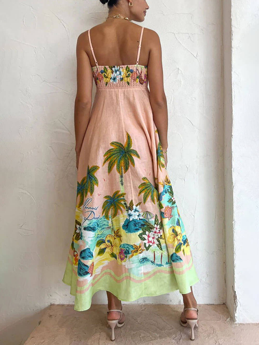 Sling Printed Stylish Casual Midi Dress