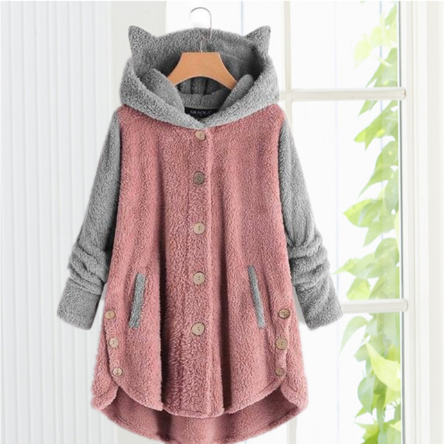 Cat Ears Hooded Coat Pink cardigan cardigans clothes Plus Size tops