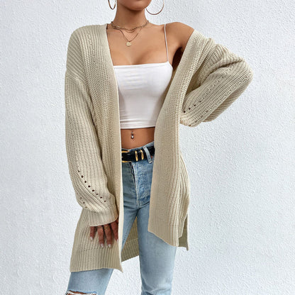 Colour Knitted Solid Cardigan