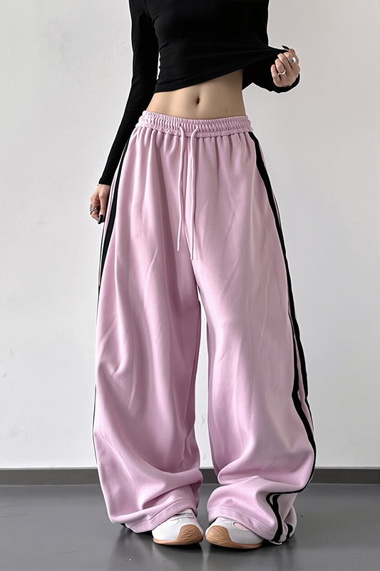 Side Stripe Drawstring Wide Leg Pants