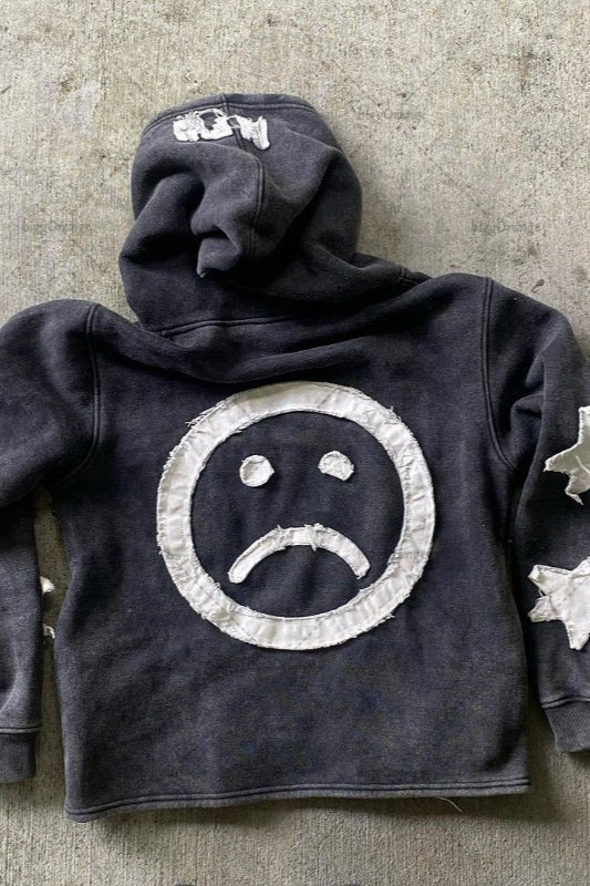 Star Patch Zip Hoodie