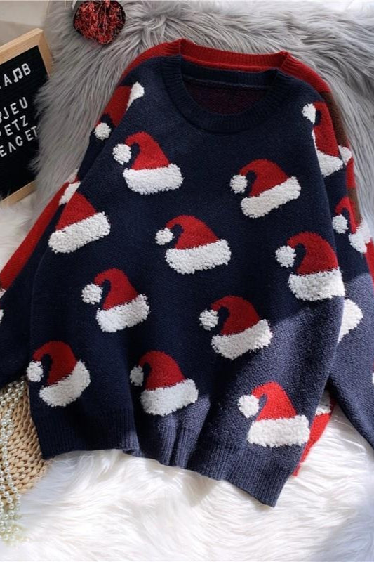 Christmas Sock Snowflake Loose Sweater