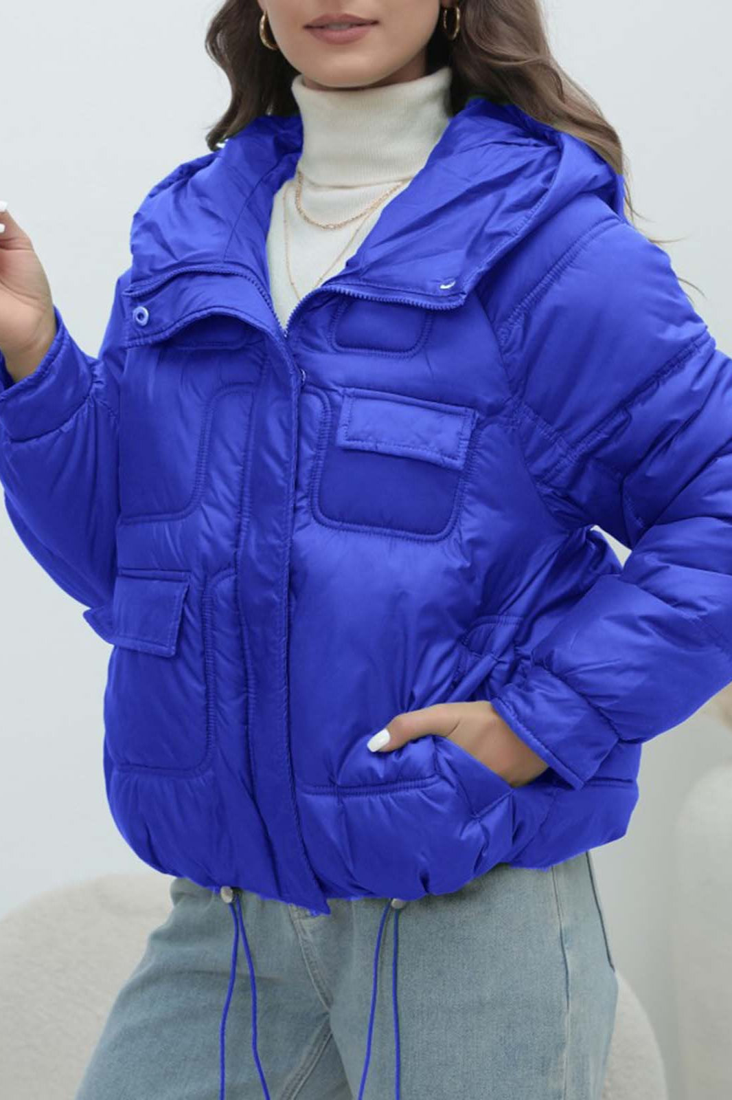 Bright Color Stand Collar Puffer Coat coats