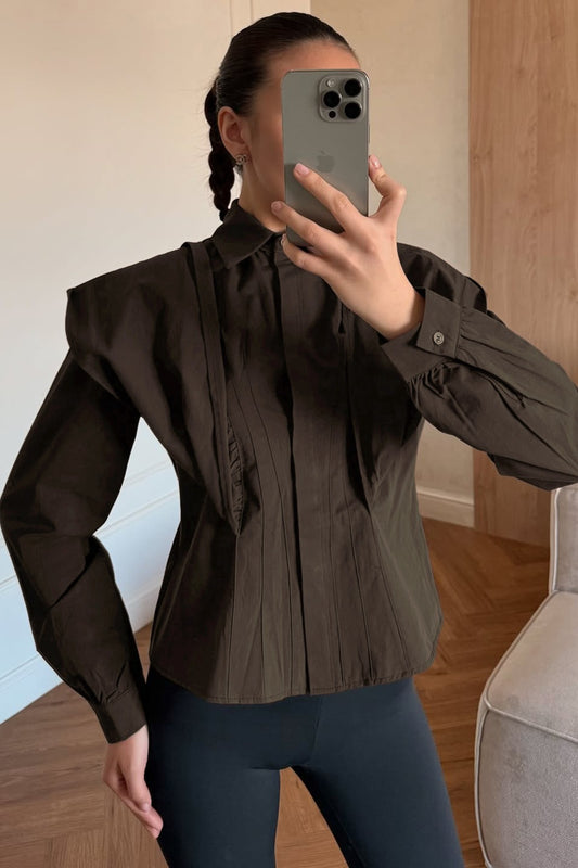 Ruched Waist Tie Back Shirt