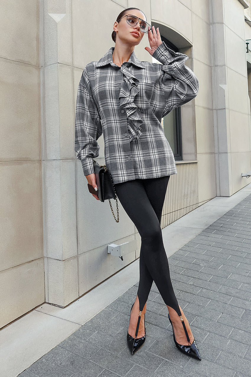 Ruffled Collared Loose Blouse