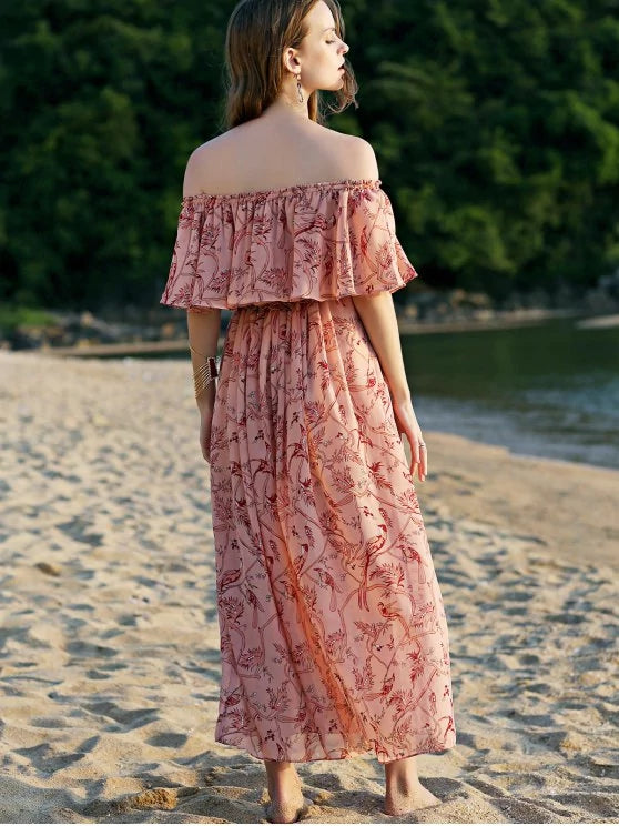 Off The Shoulder Floral Maxi Dress for the Beach