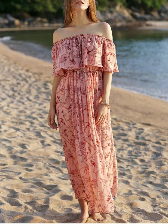 Off The Shoulder Floral Maxi Dress for the Beach