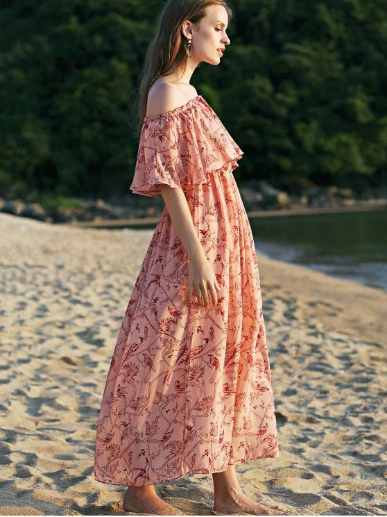 Off The Shoulder Floral Maxi Dress for the Beach