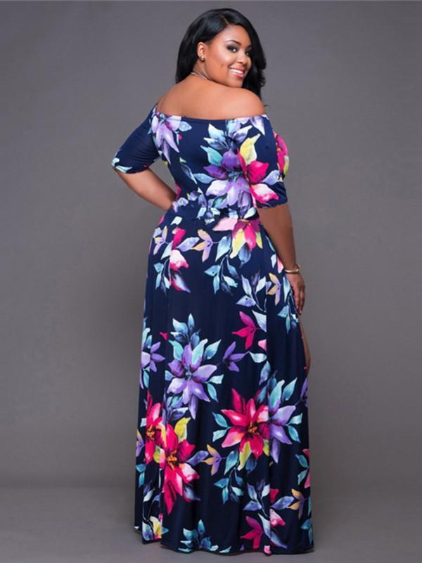 Off-Shoulder Maxi Dress with Side Split