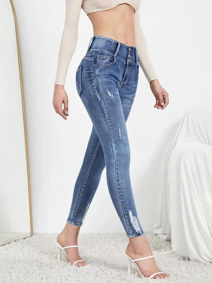 Autumn Stretch Ripped Fashion Casual Skinny Slim Denim Pencil Jean