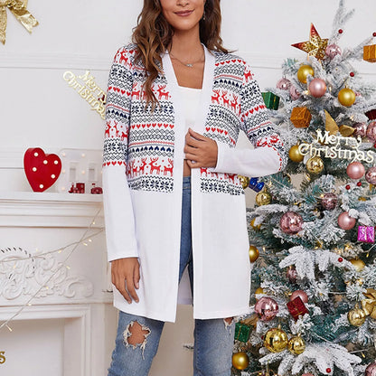 Casual Long Sleeve New Year Ladies Cardigan Christmas Sweater