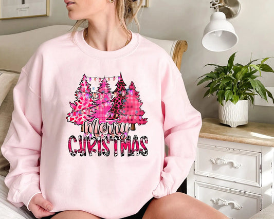 Cute Cartoon Pink Tree Casual Appropriate Female Christmas Hoodie