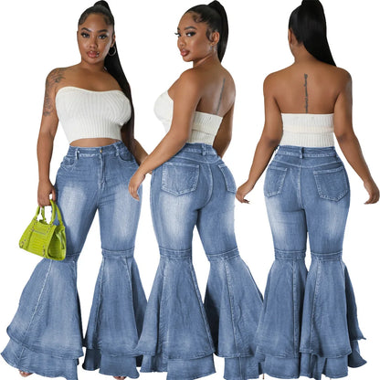 2024 Fashion High Waist Flare Casual Stretch Skinny Streetwear Denim Bellbottoms Jean