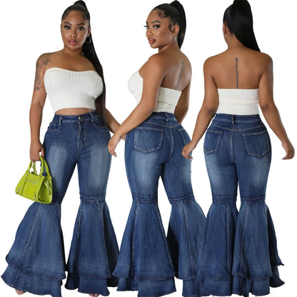 2024 Fashion High Waist Flare Casual Stretch Skinny Streetwear Denim Bellbottoms Jean