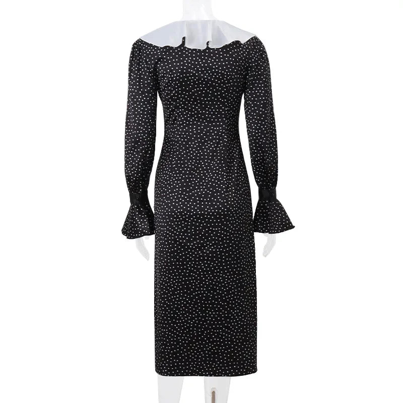 2024 New Autumn Fashionable French Style Floral Long-sleeved Elegant Casual Vestidos Midi Dress