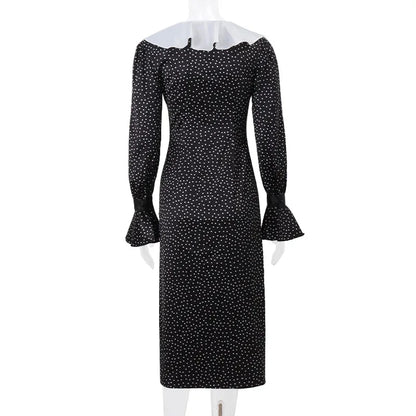 2024 New Autumn Fashionable French Style Floral Long-sleeved Elegant Casual Vestidos Midi Dress