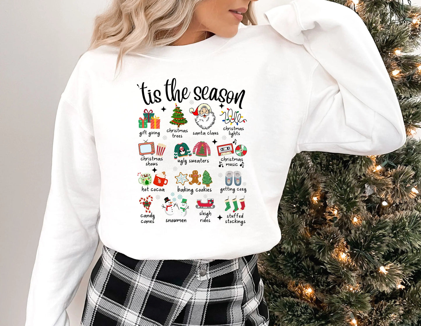 Fashion Girl Tis The Season Retro Cute Element Girl Christmas Hoodie