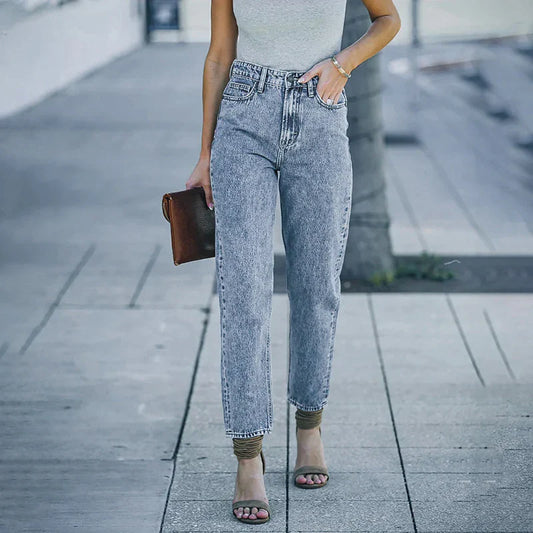Slim Fit High-Waist Vintage Streetwear Casual Blue Denim Jean / S