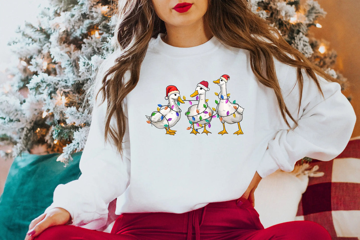 Voguish Day Cotton Duck Lights Essential Family Party Christmas Hoodie