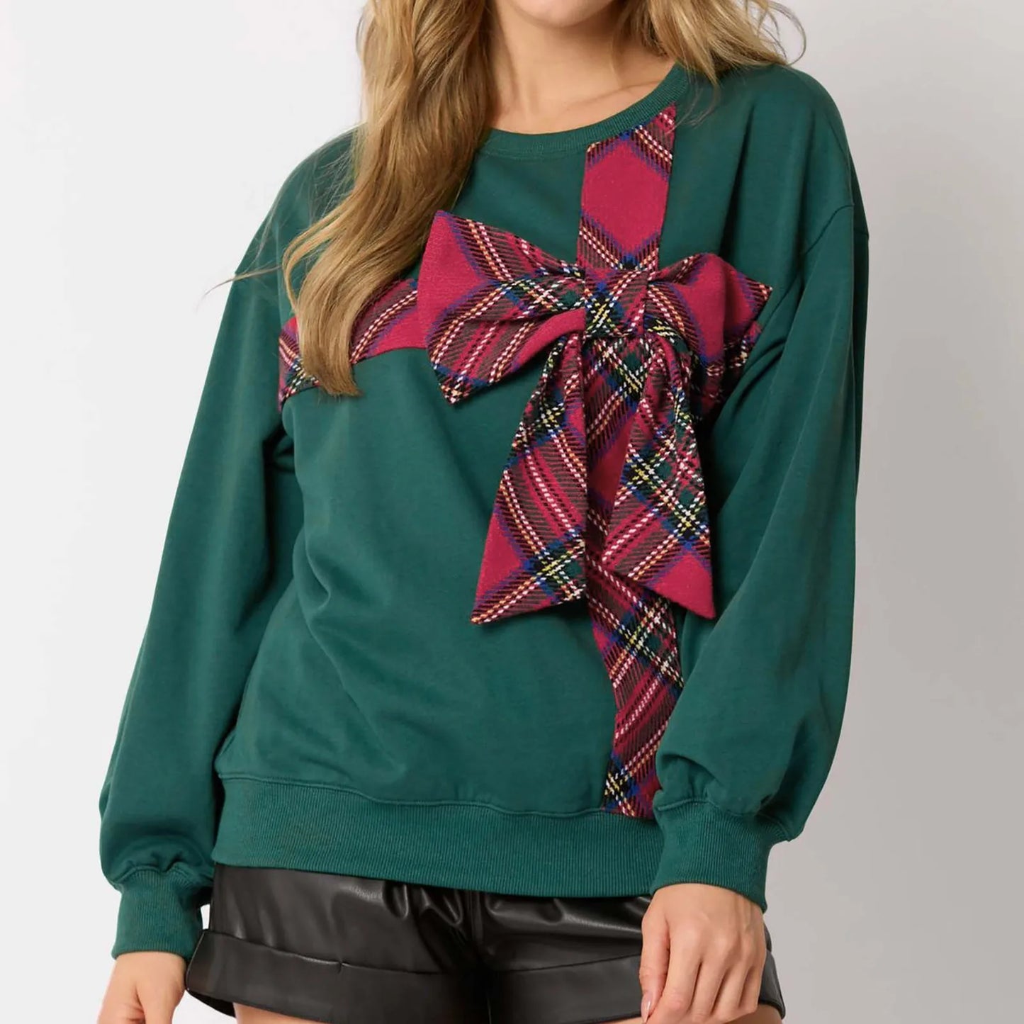 Sweet Big Bow Chic Long Sleeve Tunic Y2K Christmas Hoodie