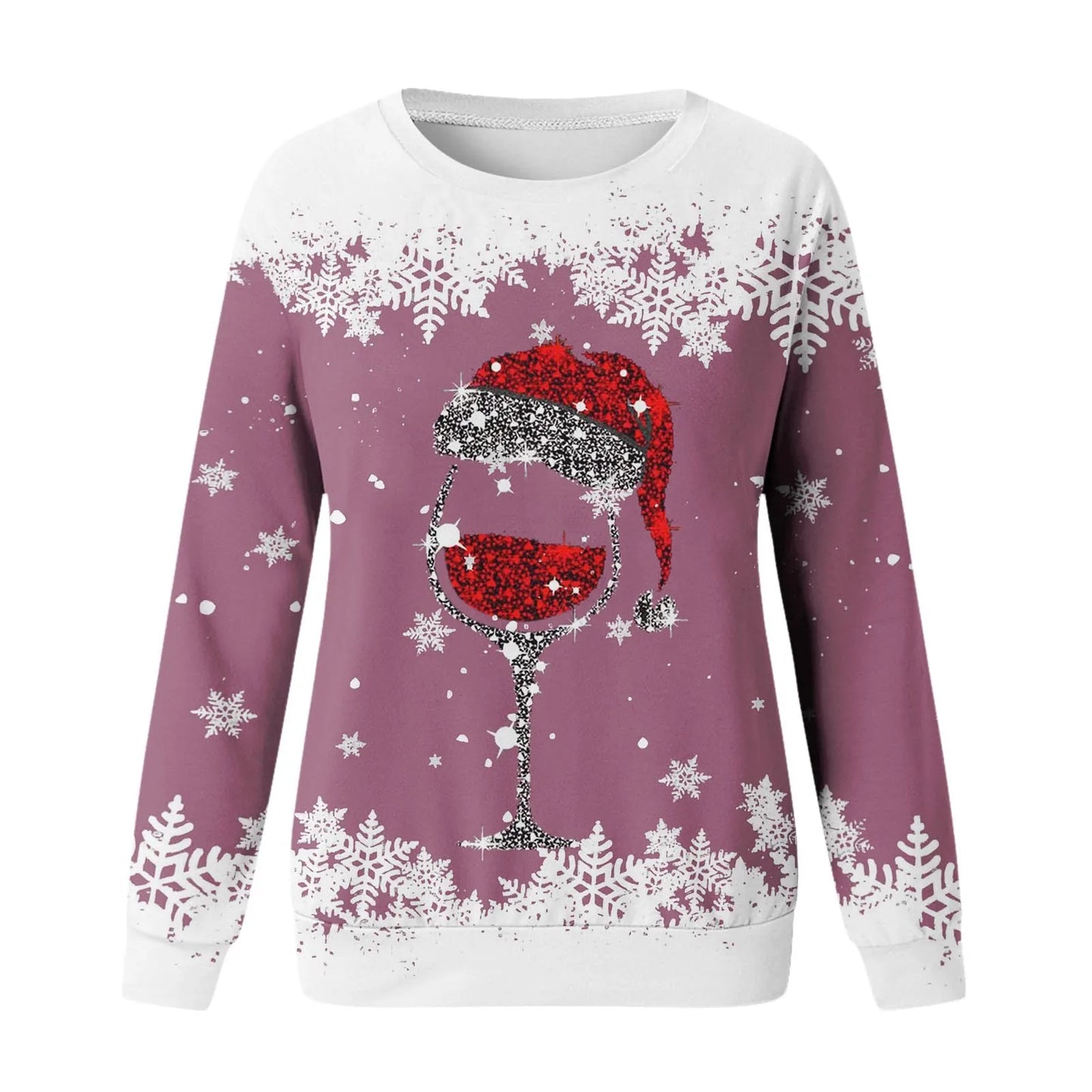 Cute Reindeer Graphic Long Sleeve Sweatshirt New Year Christmas Sweater