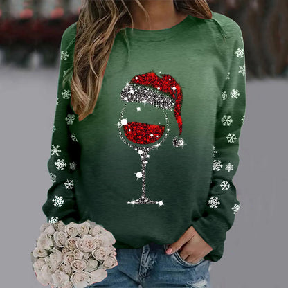 Cute Reindeer Graphic Long Sleeve Sweatshirt New Year Christmas Sweater