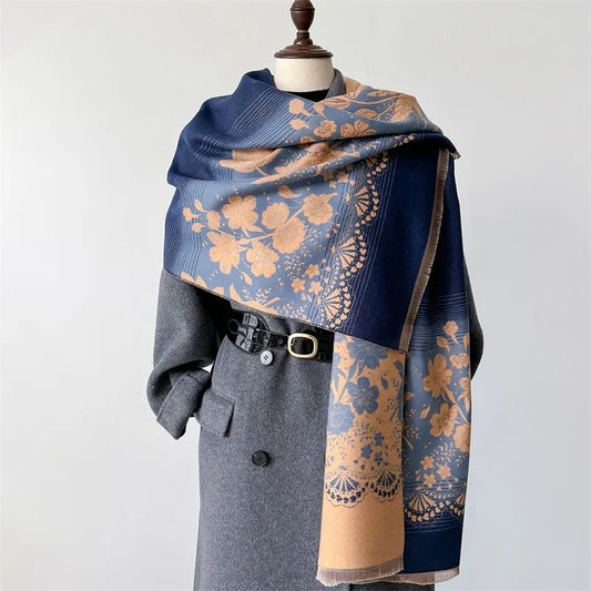 Floral Printed Cashmere Winter Pashmina Scarf