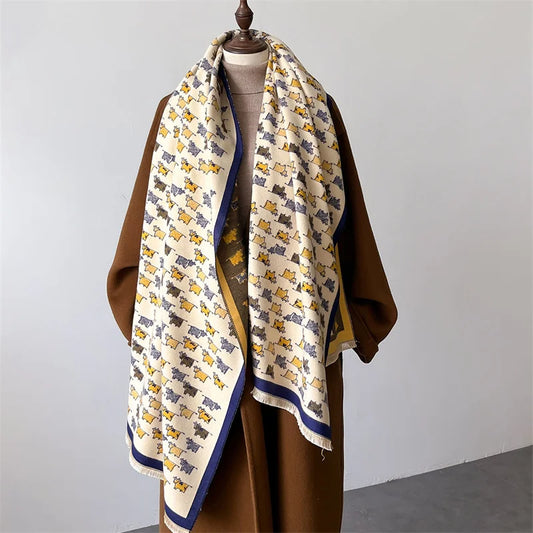 Luxury Animal Design Autumn Cashmere Scarf