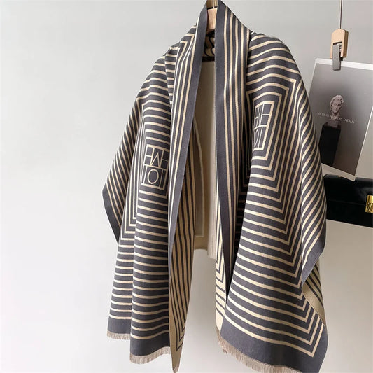 Luxury Stripe Print Cashmere Scarf