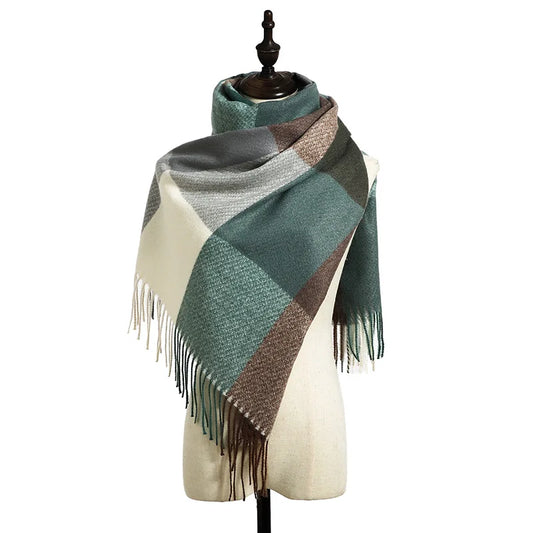 Fashion Plaid Cashmere Winter Scarf